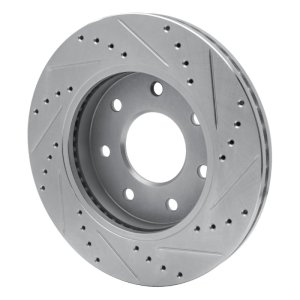 Ford F-150 Brake Rotor (1) - Front Left - R1 Concepts - Drilled & Slotted - Silver - `04-`08